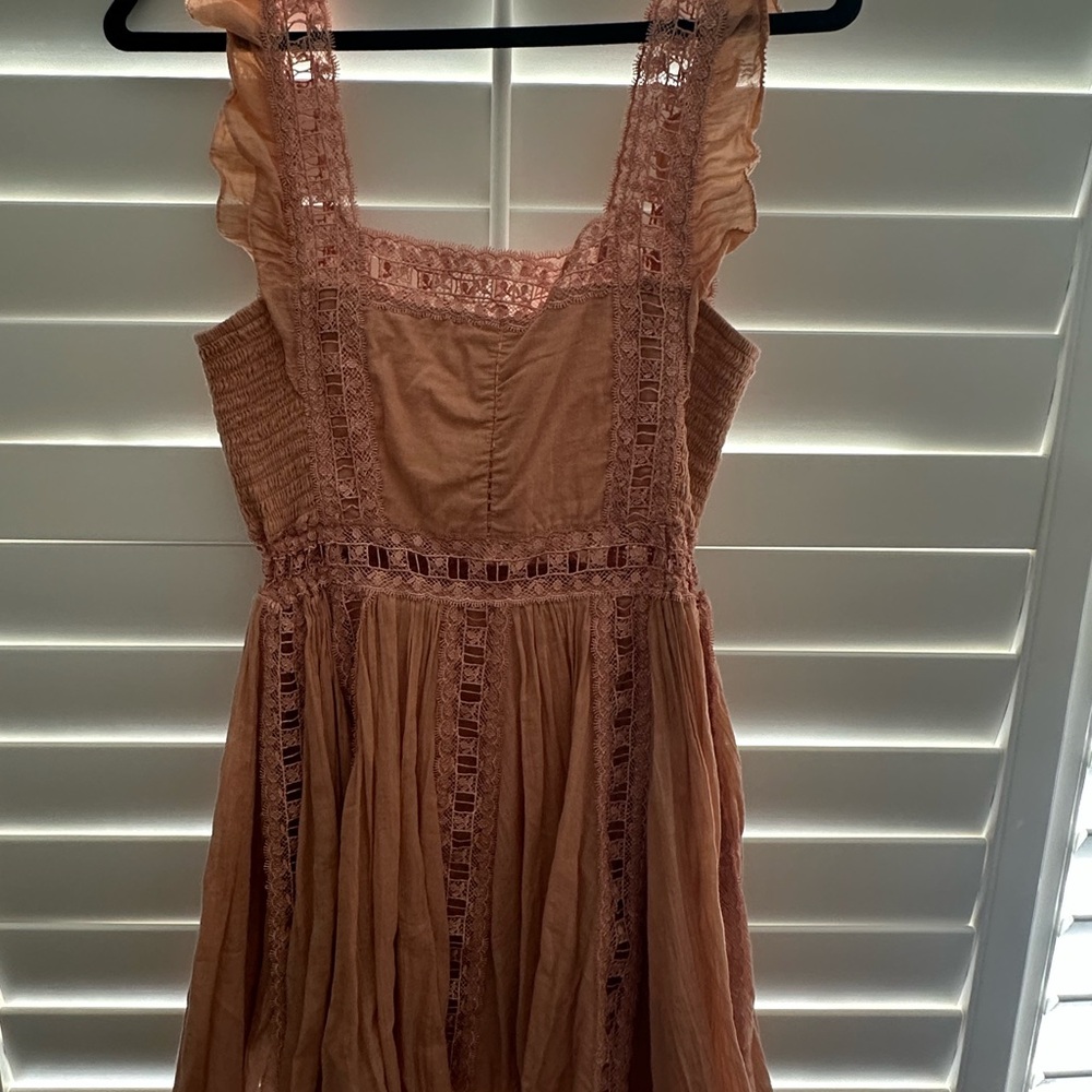 FP Lace Mini Dress in Dusty peach